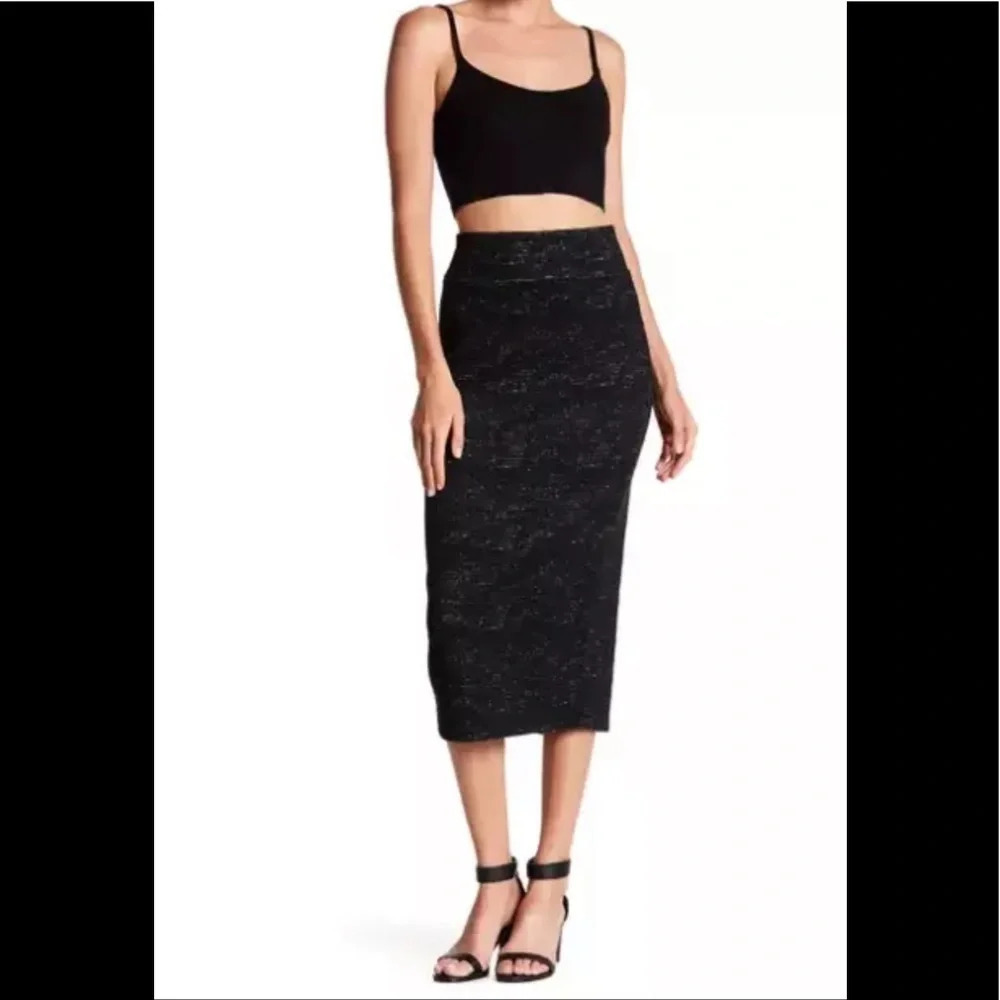 14th & UNION Size Medium Ottoman Jacquard Knit Pencil Skirt Black Pull-on NWT - Picture 1 of 8